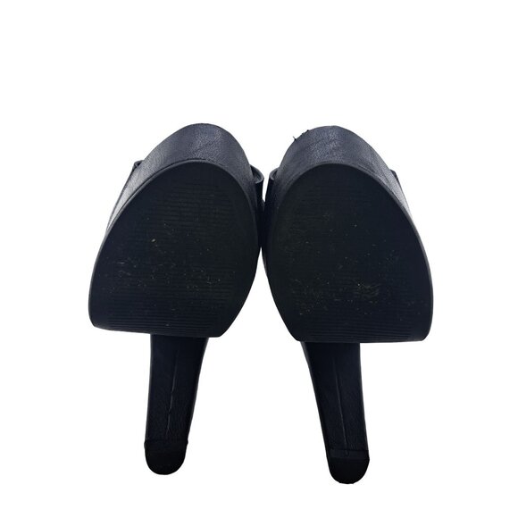 Y2K Womens Chunky Heel Peep Toe Caged Platform Shoes Sandal 6.5 Black 90s - Picture 9 of 11